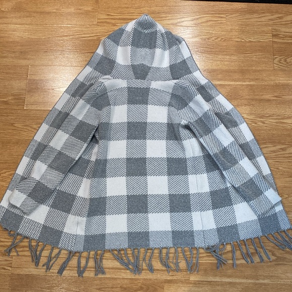 Absolutely Famous CARDIGAN long gray and white hooded with fringe design - Picture 2 of 8